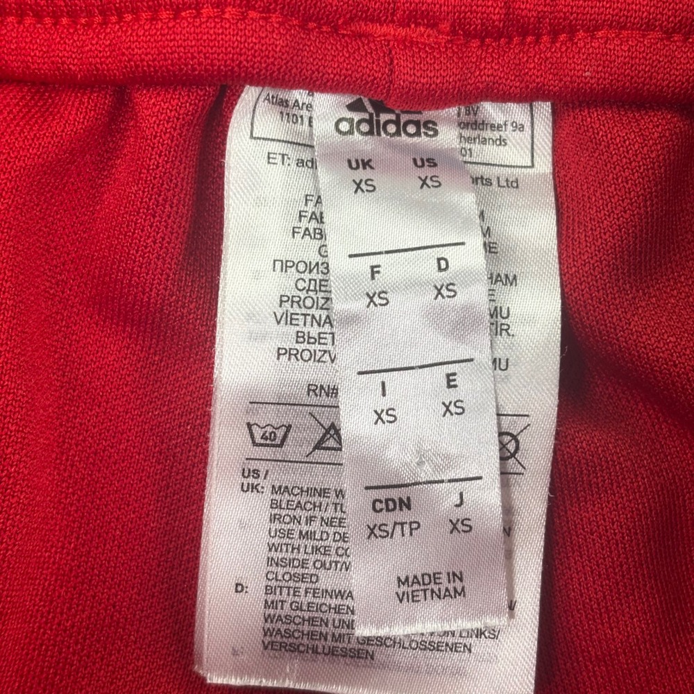 Adidas Track Pants XS Red 3-Stripe Zipper Cuffs Athletic Mens - Picture 5 of 7